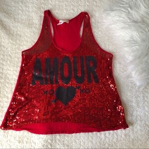 Red Sequin Tank Top